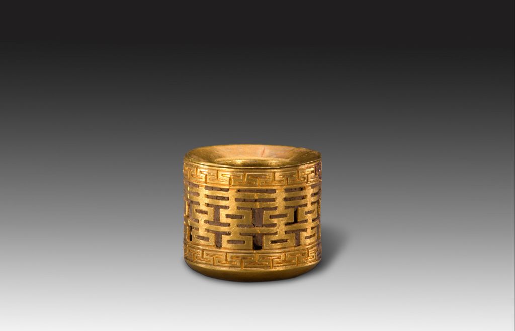 图片[1]-Gold chisel double happiness ring-China Archive